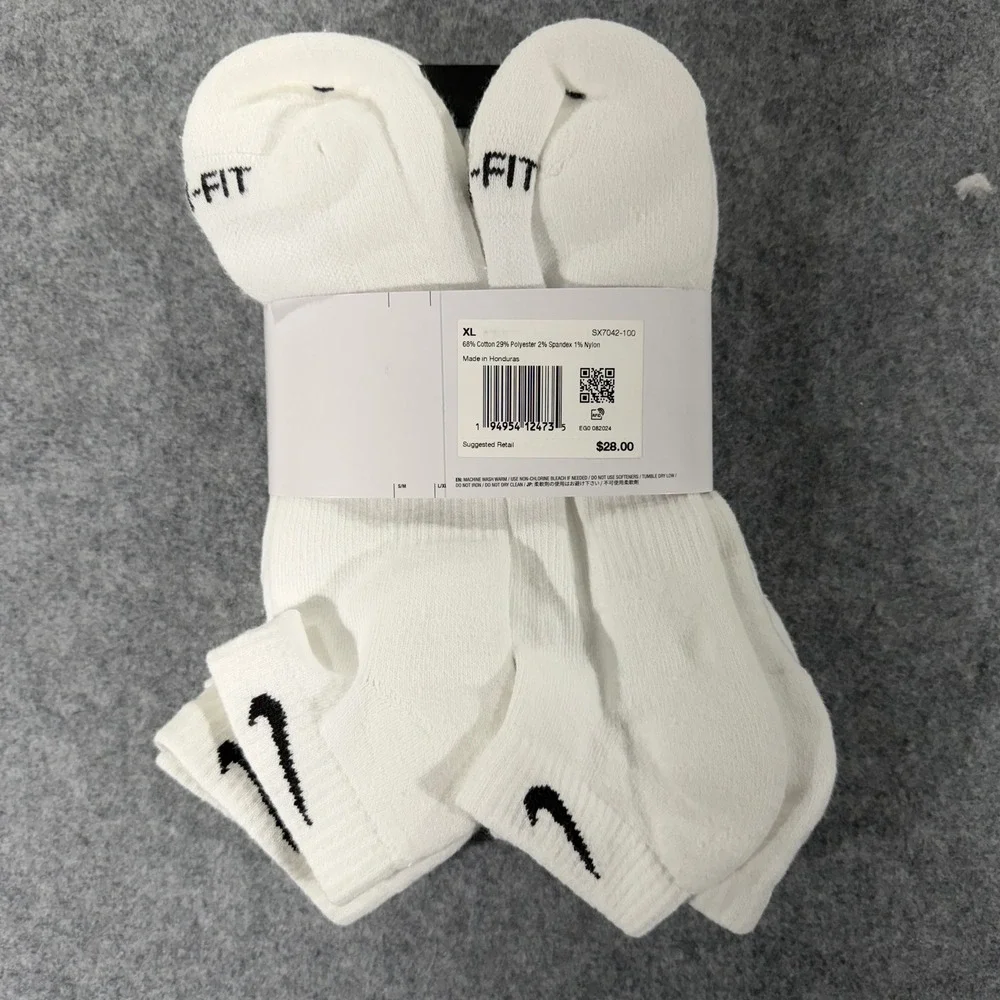 Nike Everyday Plus Cushioned Low Cut Socks 6 Pair Mens XL 12-15 White